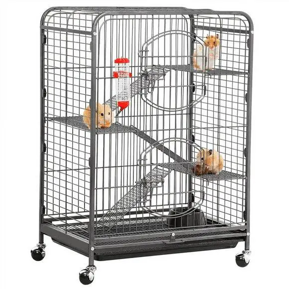 Alden Design Metal 37&quot; Small Animal Cage with Pull Out Tray for Ferret, Large Rat, Black