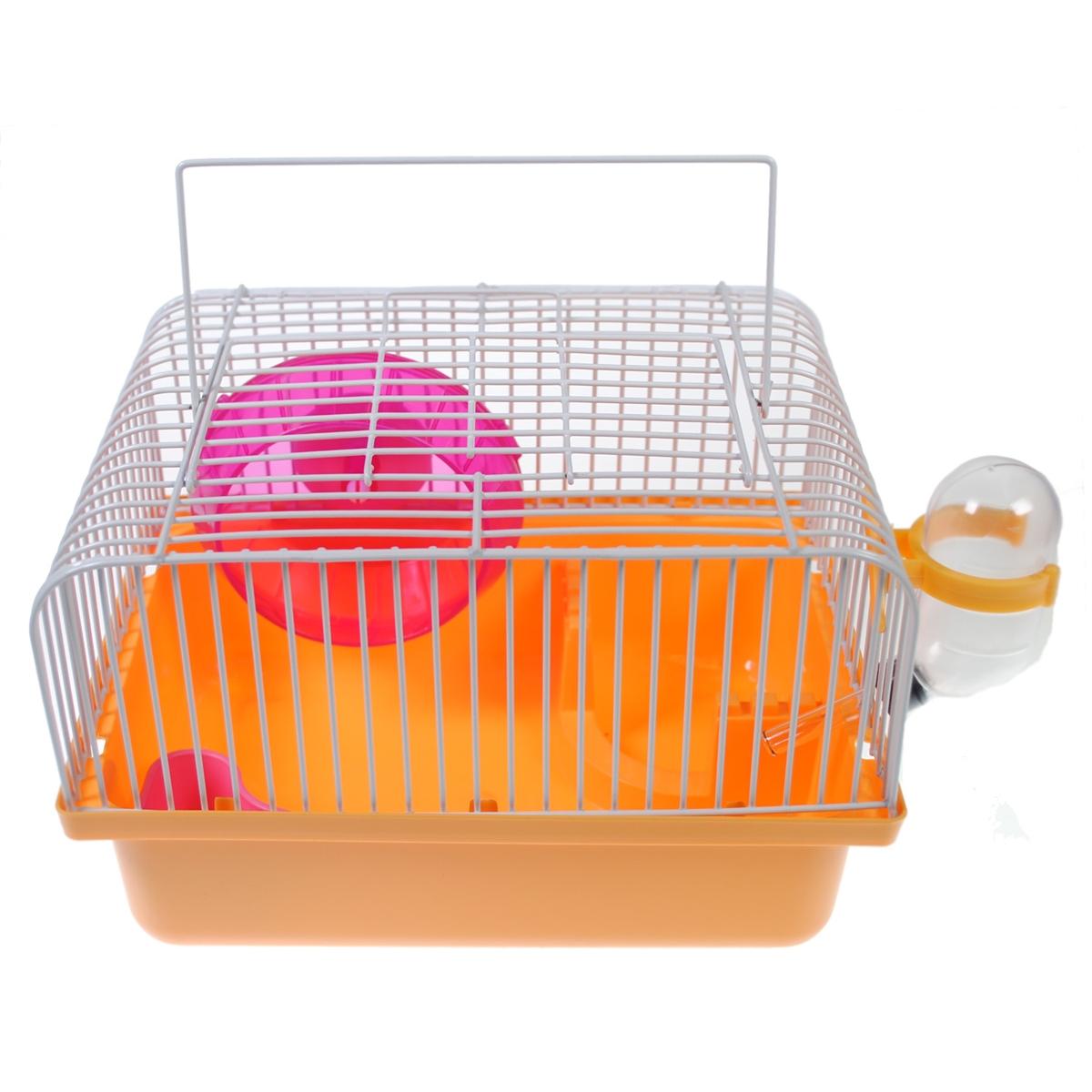 Portable Traveler Hamster Cage with Wheel - Orange