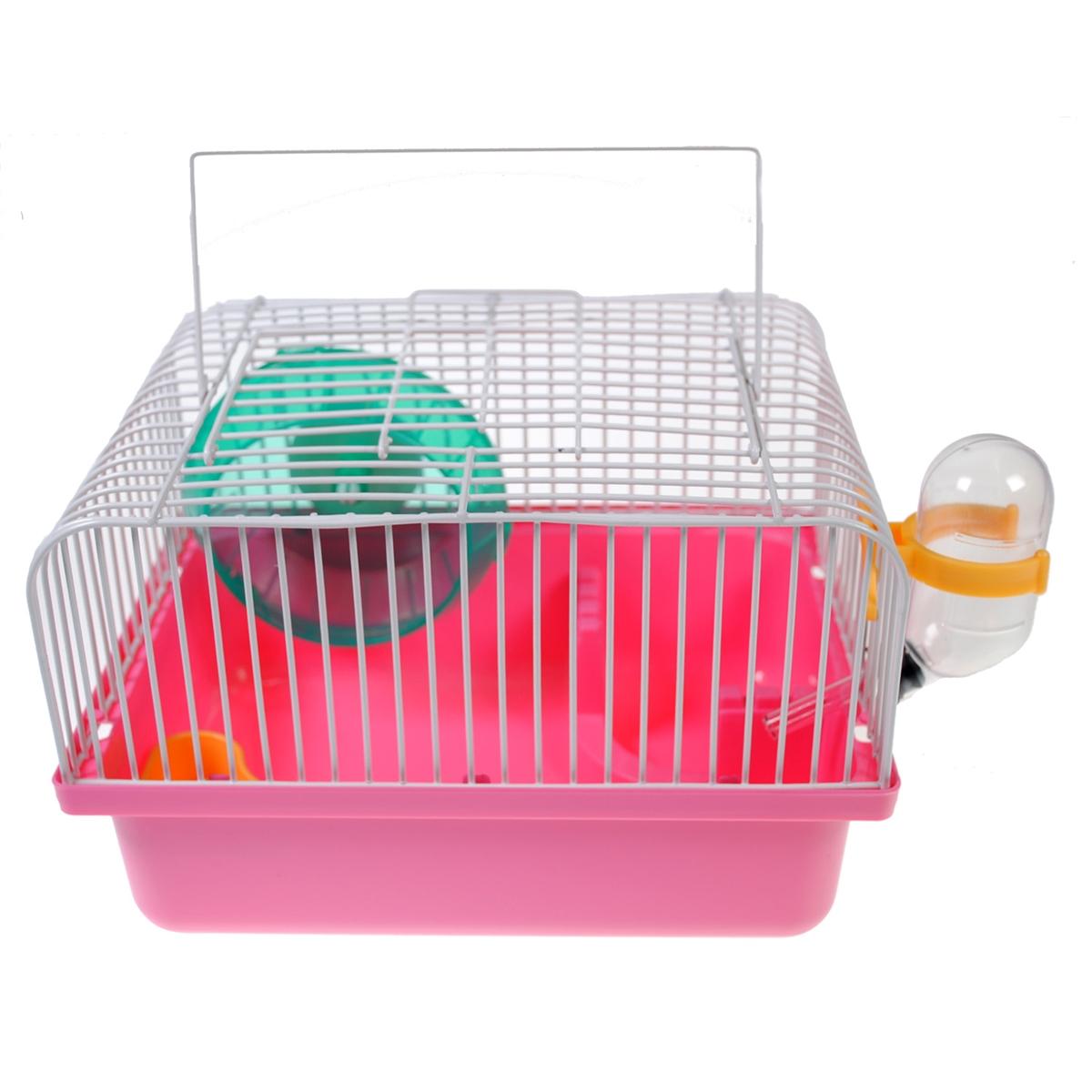 Portable Traveler Hamster Cage with Wheel - Pink